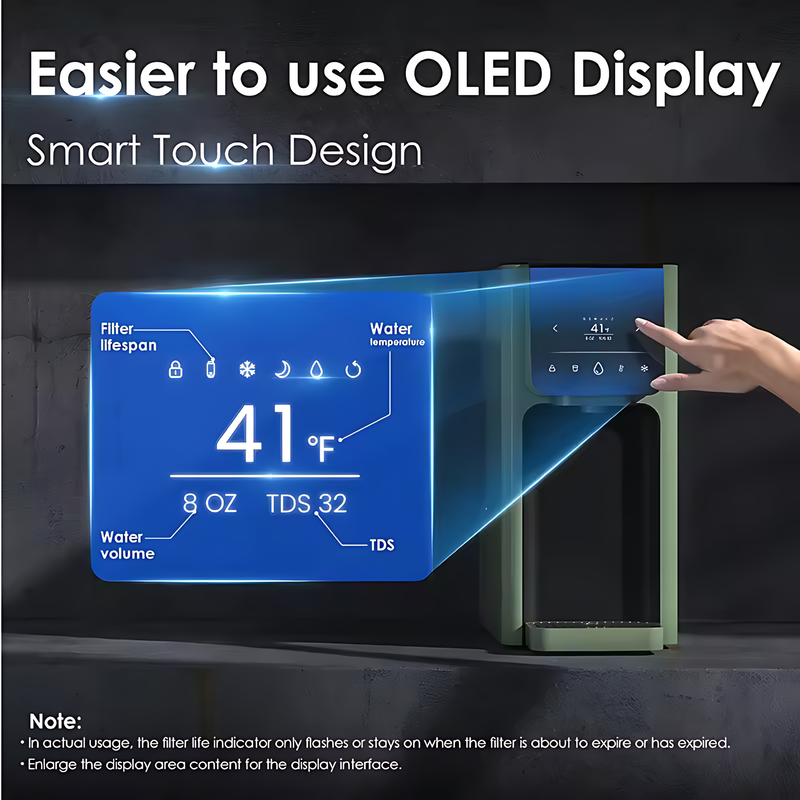 6-Stage Reverse Osmosis Hot and Cold Water Dispenser with OLED Display