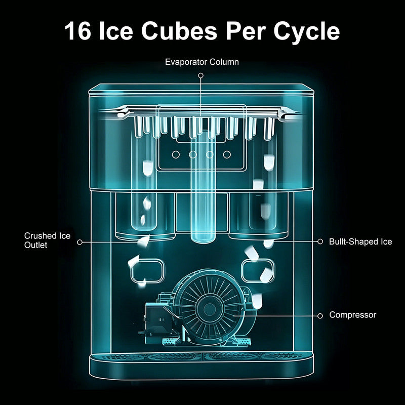 Countertop 3-in-1 Ice Maker and Water Dispenser with 40 lbs/day Ice Production and Automatic Ice Making